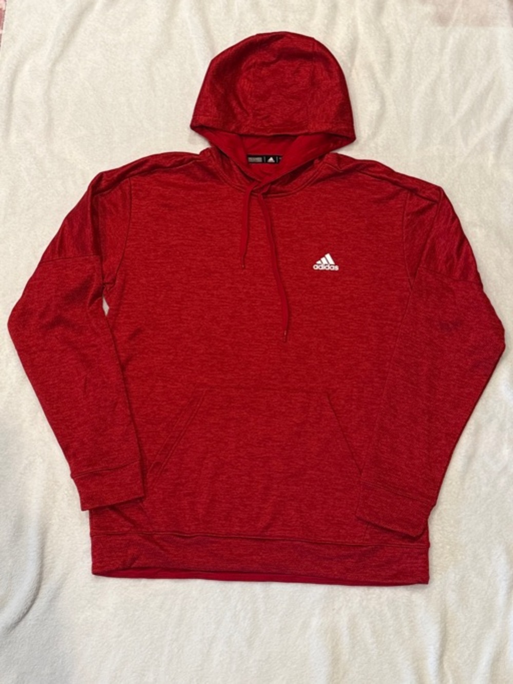 adidas Red Men's Pullover Hoodie with Small Logo